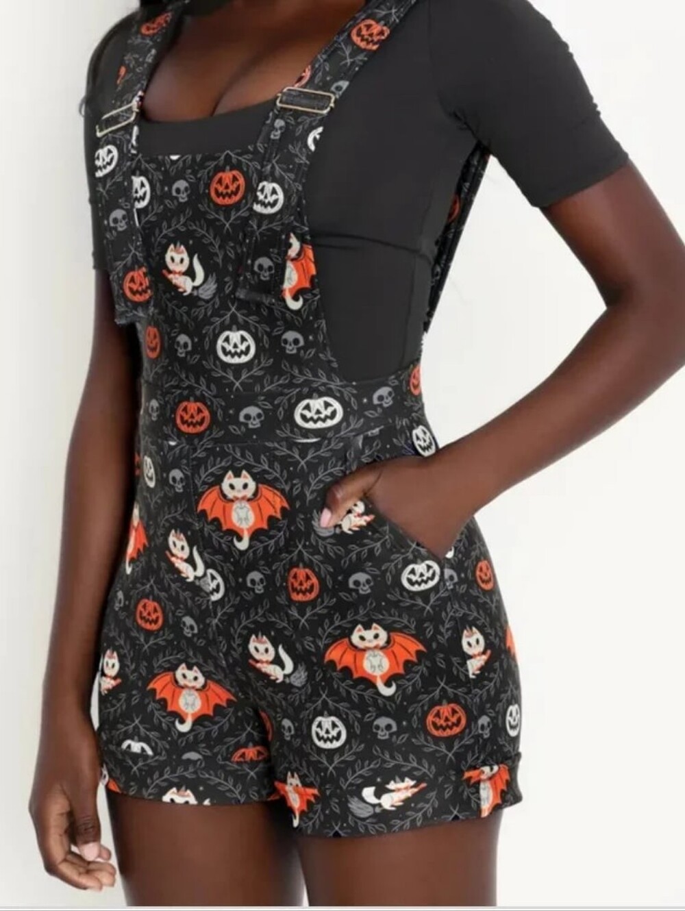 BlackMilk Feline Spooky Short Overalls